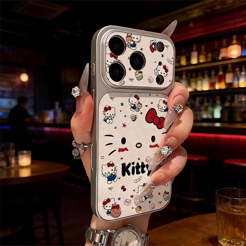 KT Sticker-Style Protective Case for iPhone 15 Pro Max - Cute and Stylish Design with Large Window