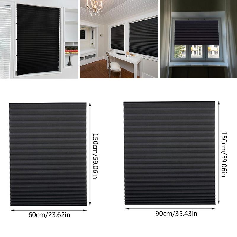 2Pcs Cordless Vorhang Fenster Vorhang Blackout Blind Schatten Licht Selbst Klebe Plissee Jalousien
