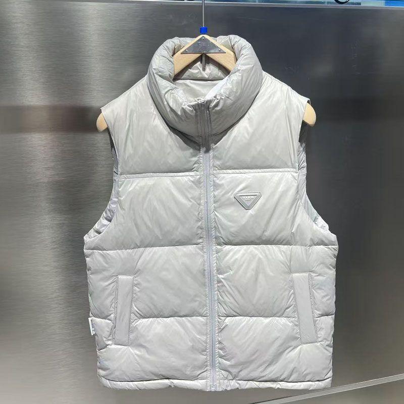 

Trendy Stand-Collar down Vest for Men, Autumn and Winter, Simple Thickened Warm Vest Jacket Grey L
