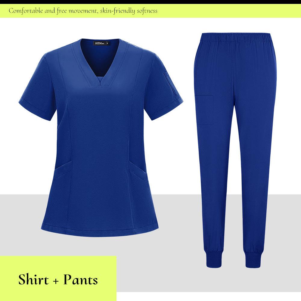 Dziecięcy Szpital Szybkoschnący Strój Pielęgniarski z Dekoltem w Serek - Zestaw Dwuczęściowy z Krótkim Rękawem