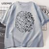 Floral Brain Anatomy T Shirt Unisextal Health TShirt Nurse Nursing School Tshirt Brain Flowers Printed Cotton Short Sleeve Tees