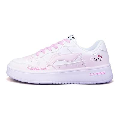 Li Ning Floating Boat Pink Kitten Synthetic Leather Balance Lightweight Breathable Low Top Skateboard Shoes Women's AGCS419-1(team1782-)