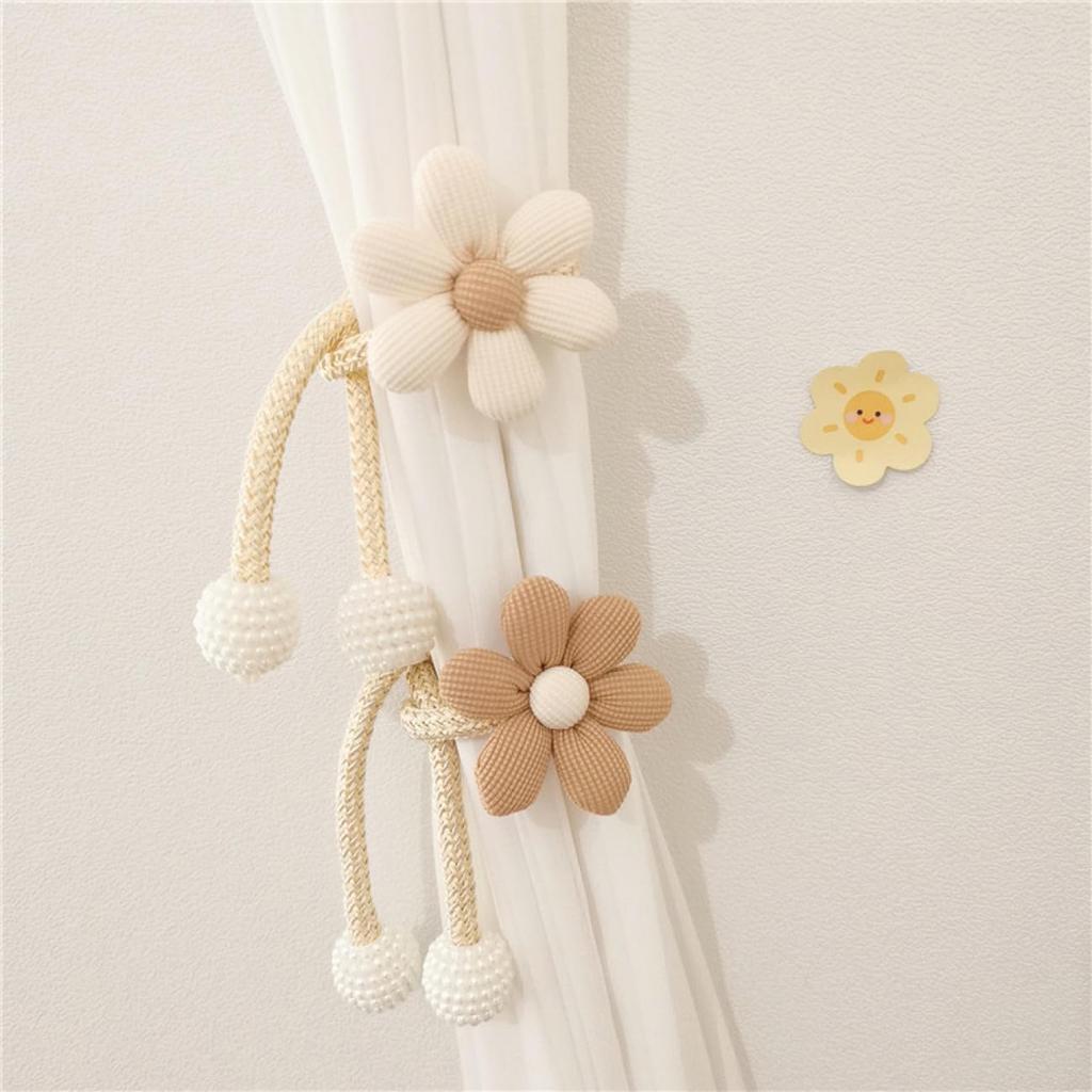 1pc Style Cute Three-dimensional Flower Pearl Buckle Curtain Strap Children's Room Decoration Curtain Clips Home Curtain Strap