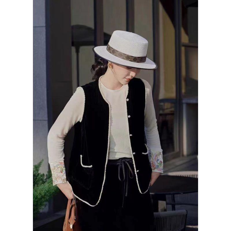 

Айвэньцзин Фан Должен Купить Это! Девичий фланелевый жилет классического стиля I-силуэта контрастного цвета с жемчужной окантовкой, пальто для весны и осени Black L