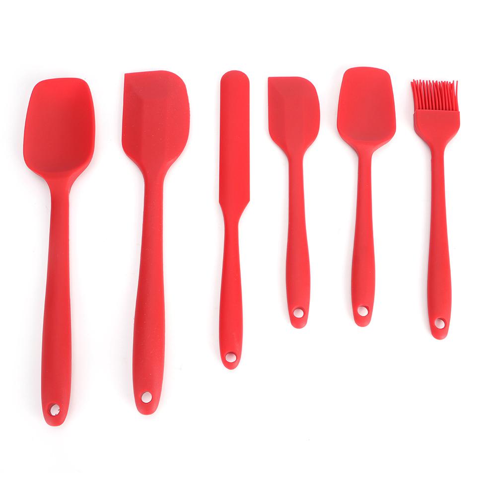 6PCS Set Silicone Spatula Cream Butter Scraper Brush Spoon Kitchen Cooking Baking Tools