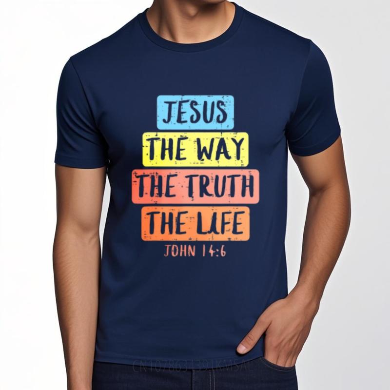 Street Wear Teenagers Teeshirt Summer Tshirt Streetwear Jesus The Way The Truth The Life John 146 Minimalist Male Teeshirt