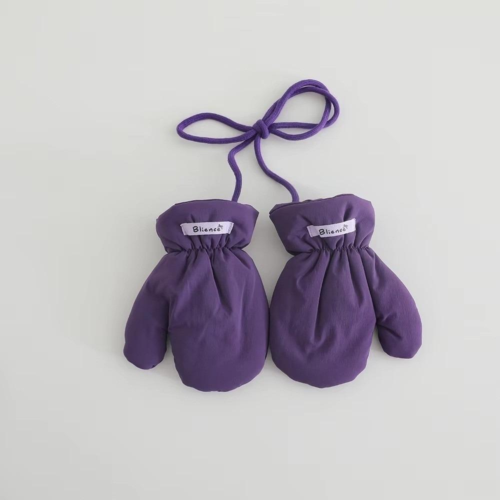 1 Pair Solid Color Kid Gloves Winter Warm Full Cover Glove Trendy Children's Gloves For Boys Girls
