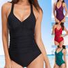 One Piece Swimsuit for Women V Neck Adjustable Straps Ruched Side Design Slimming Fit Swimwear Bathing Suit