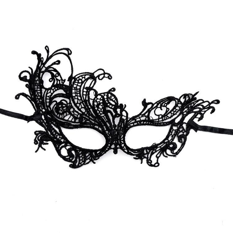 Black Crown Half Face Mask Masquerade Party Ladies Hollow Lace Fabric Sexy Mask