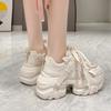 Fashion Women High Platform Sneakers 2025 New Autumn Breathable Chunky Dad Casual Shoes 7.5CM Thick Sole Trainers Leather Sneakers Woman