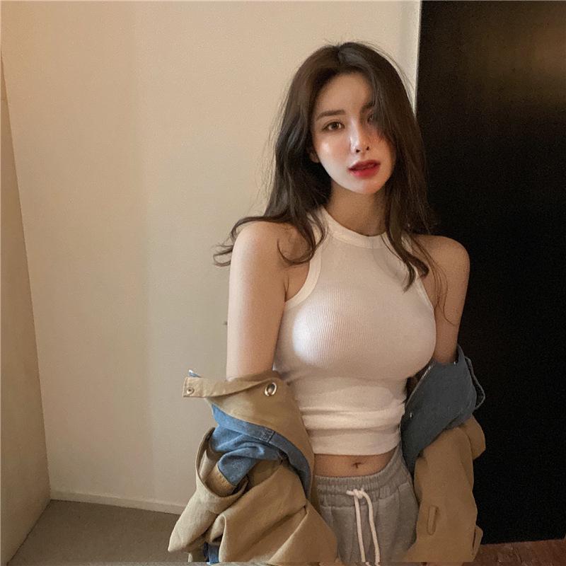 Slim Halter Neck Sleeveless Vest for Women - 2025 Spring/Summer Korean Style