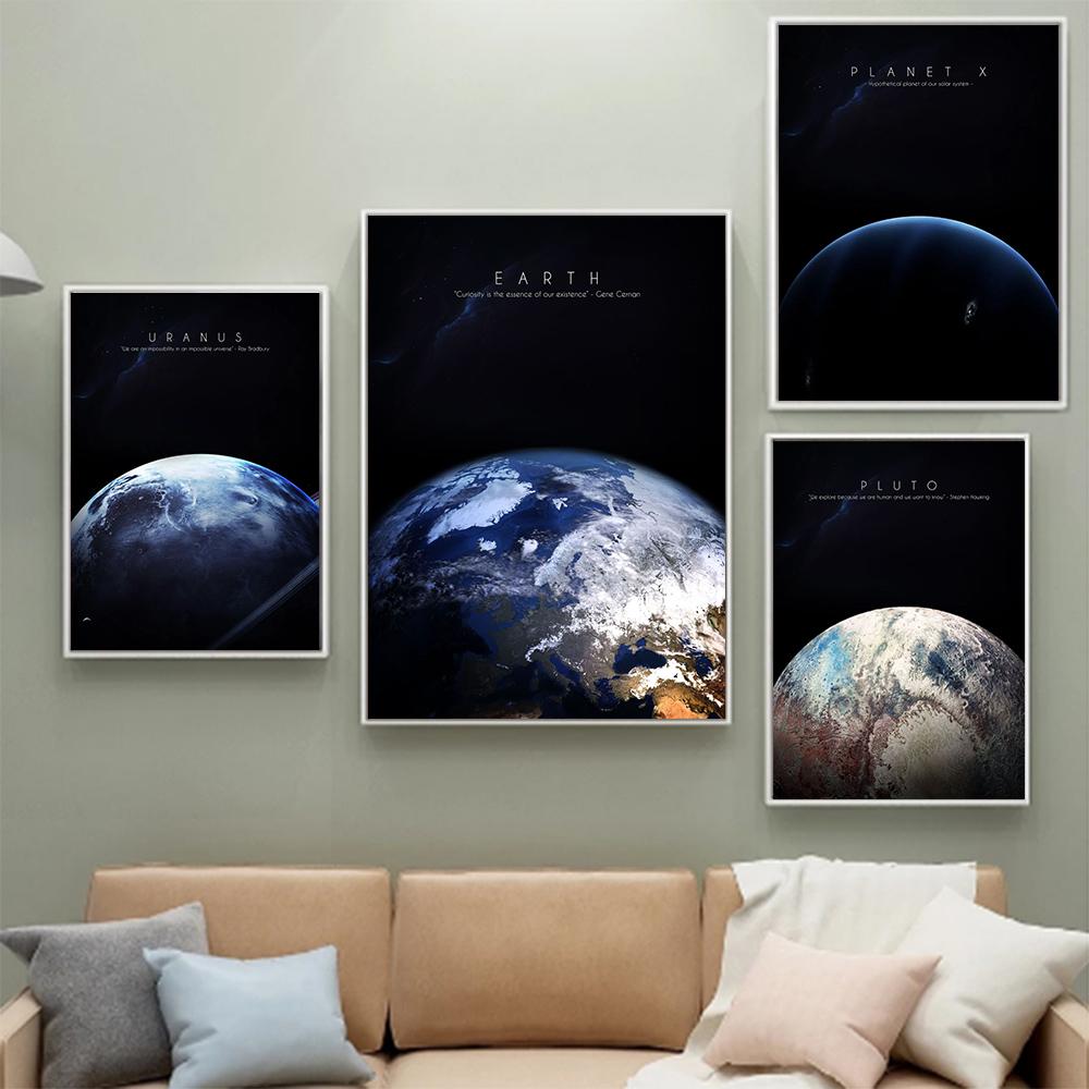 Solar System Planet Mercury Venus Earth Mars Jupiter Saturn Uranus Neptune Wall Poster Home Decor Canvas Painting Print Pictures