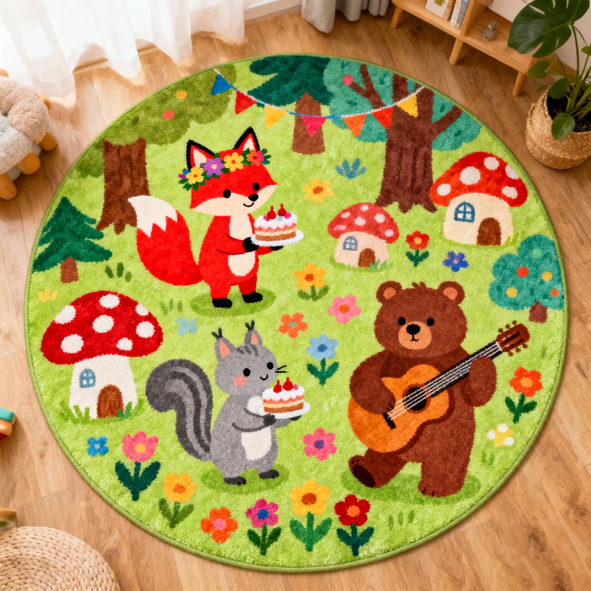 

Ковры в мультяшном стиле для гостиной с рисунком медведя, декор для спальни, круглый ковер, утолщенный плюшевый, детский ковер, пушистый мягкий коврик для пола 80x80cm