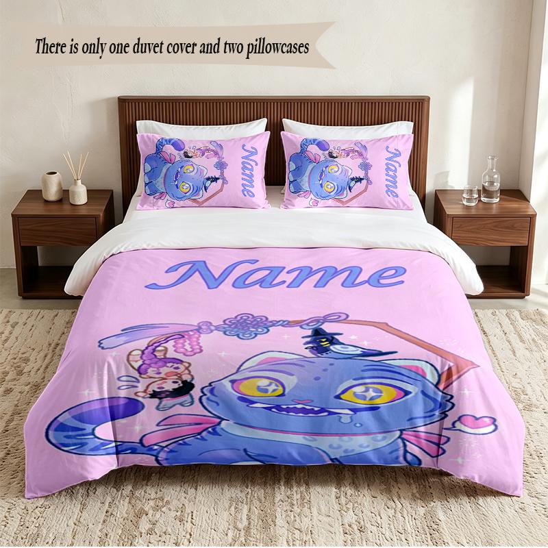Kpop Demon Hunters Personalized Custom Name 3‑Piece Bedding Set Soft Duvet Cover Set For Bedroom Home Decor