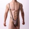 Men's U-Shaped Pouch Briefs with Leopard Print Adjustable Thong and Suspender