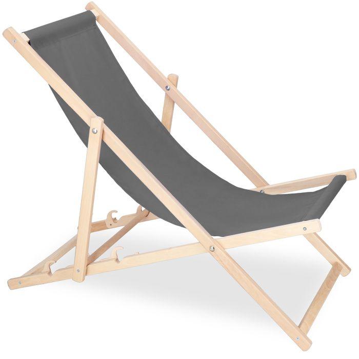 Transat pliable - Springos® - Bois de hêtre - 3 positions - 120 kg - 4 kg