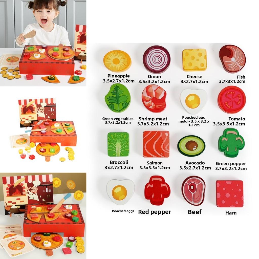 Wooden Simulation Pizza Making Children Toy Set For Toddlers And Kids