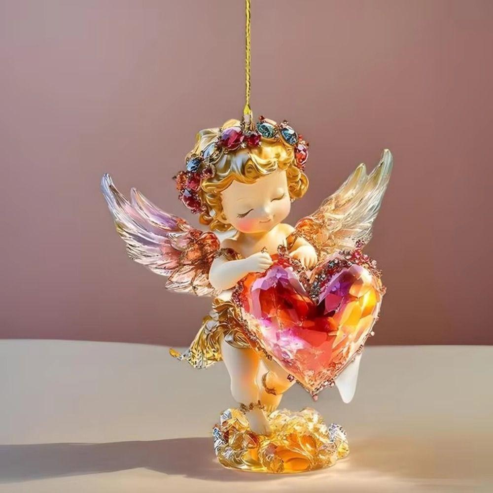 New 2D Acrylic Elf Angel Hanging Flat Love Diamond Valentine's Day Pendant Pendant Decoration Rearview Mirrors