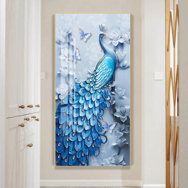 Golden Peacock Butterfly Flower Feather Bird Canvas Painting Animal Posters and Prints Wall Art Picture for Living Room Decor