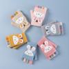 4-11 Year Old Cartoon Bunny Five Finger Children's Gloves Winter Thick Half Finger Flip Knitted Gloves Winter New Warm Gloves