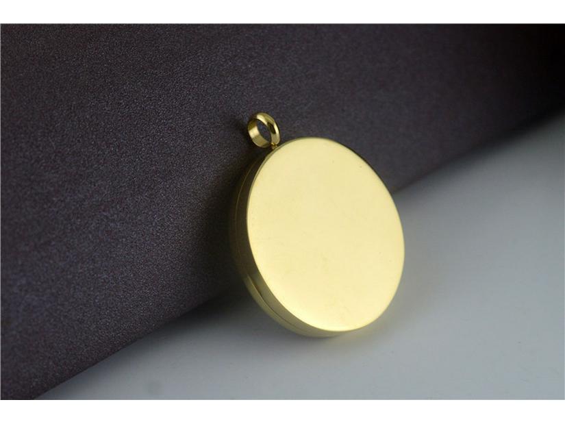 Personalized Round Photo Locket Necklace - Tree of Wisdom Pendant In Titanium Steel (STN653)