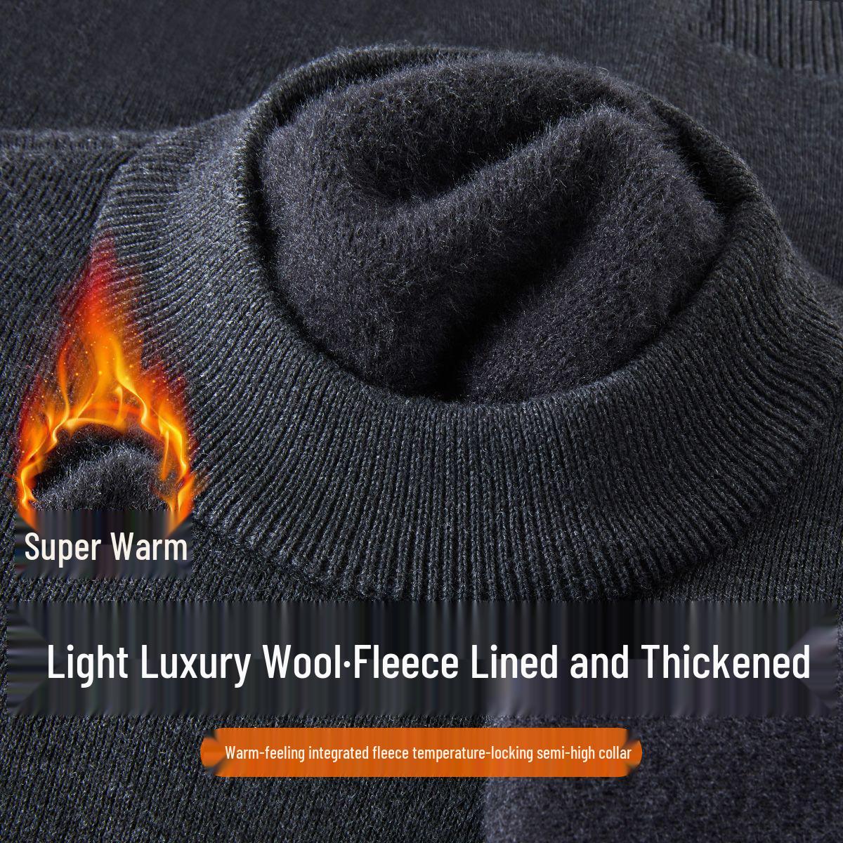 

Чоловічий зимовий флісовий светр - з напіввисоким коміром, теплий в язаний базовий шар 190 for 80-90 kg