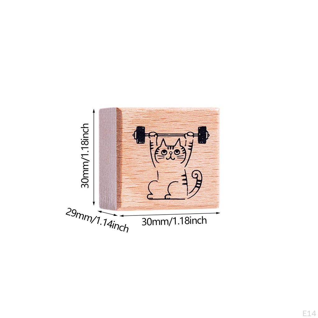 Cat Stamp Cute Animal 1.2 Inch for Kids Wooden Rubber Stamping Mailing Scrapbooking Letter