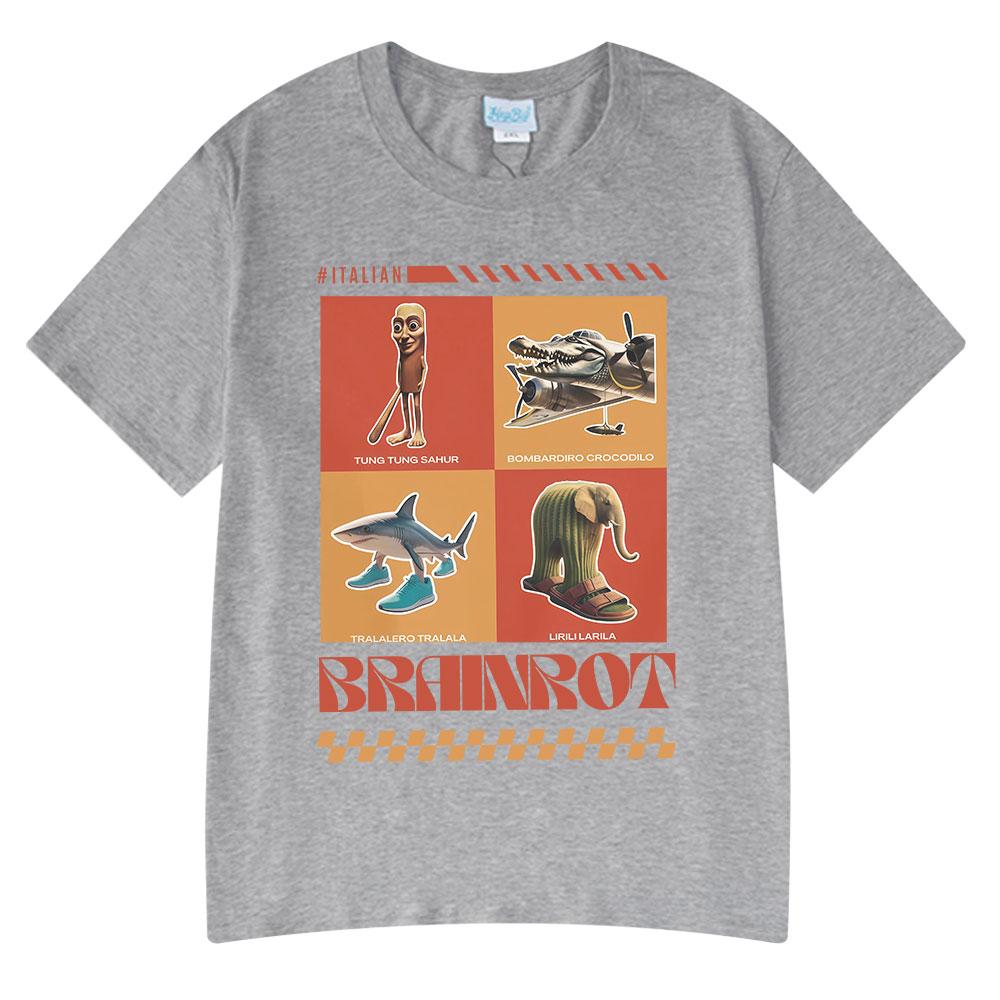 Italian Brainrot Funny Meme T-shirts Tralalero Tralala Tung Tung Tung Sahur Bombardiro Crocodilo Lirili Larila Men Women T Shirt