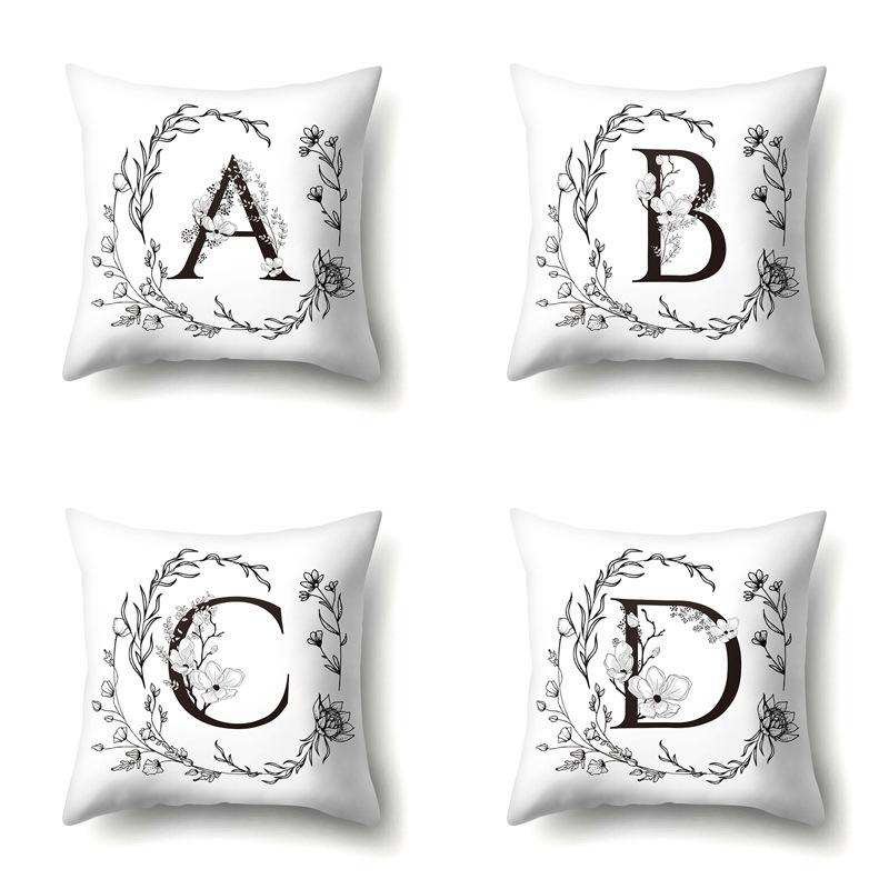 Polyester Pillowcase INS Style Garland 26 English Letter Printing Pillowcase Waist Cushion Car Seat Cover