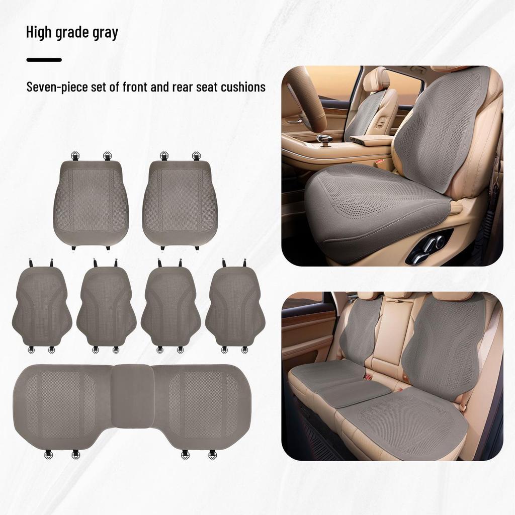 Denza Four Seasons Breathable Car Seat Cushion - Comfortable, Thin Plush, Single-Piece Cover