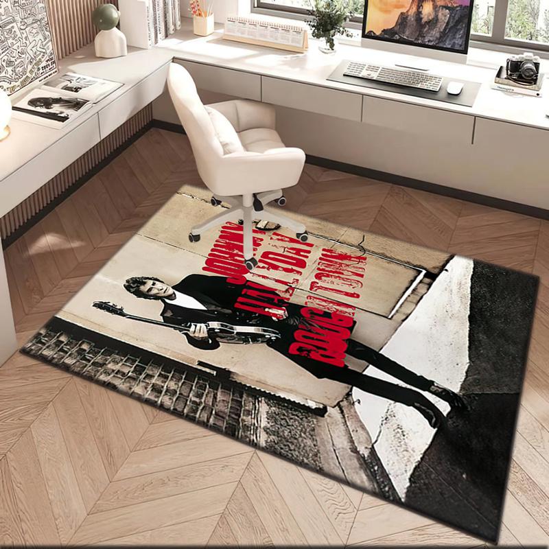 1pc Johnny Hallyday Retro Records Carpet Rug for Living Room Bedroom Home Sofa Decoration,Kids Play Non-slip Floor Mat