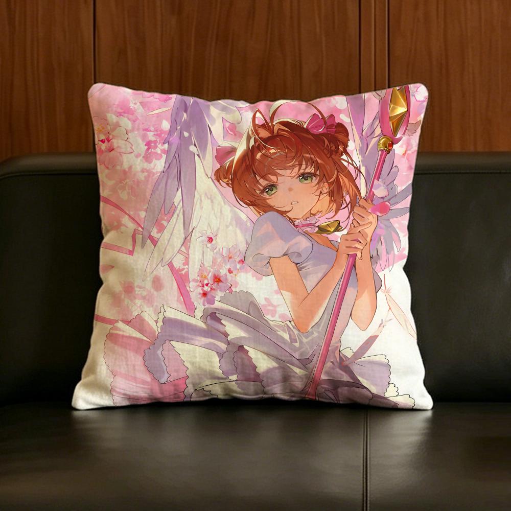 Anime Cardcaptor Sakura Cushion Cover Natural Linen Pillowcase Set AllinOne Decor for Sofa Bedroom Chair