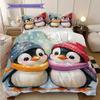 Penguin Pattern Bedding Quilt Set Quilt Cover Pillowcase Home Decoration Birthday Gift (1 * duvet cover + 2 * pillowcase, without core)