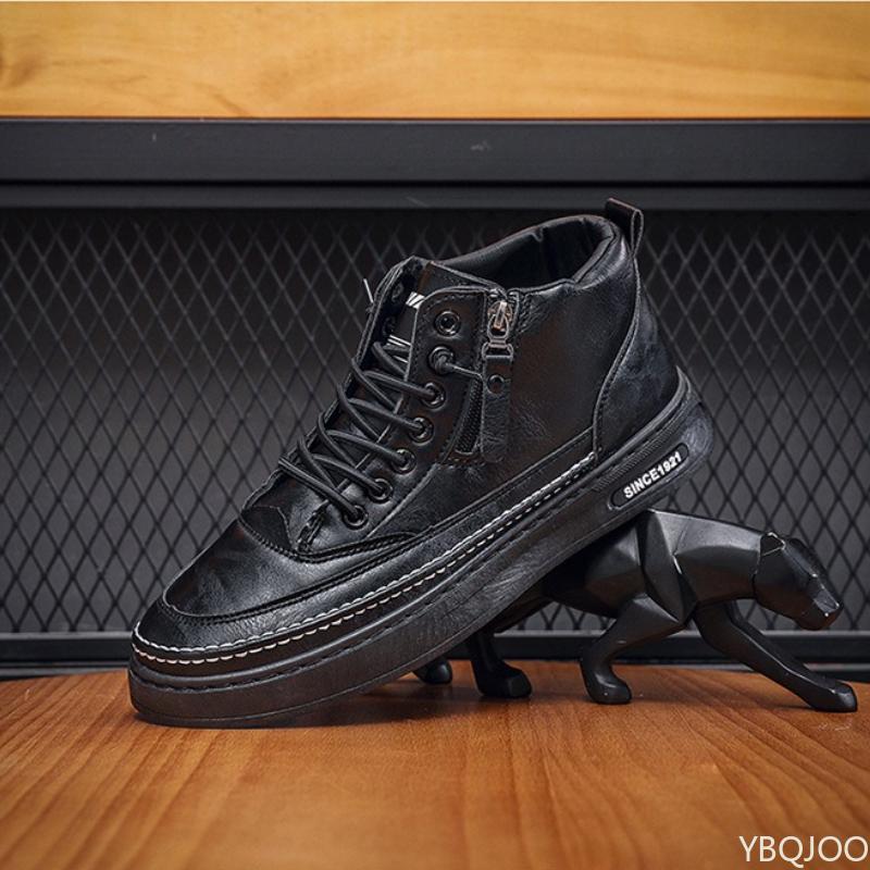 Winter Men's High Top Shoes Are Trendy Versatile Casual Thick Soled Warm Anti Slip Wear-resistant Men's Cotton Shoes