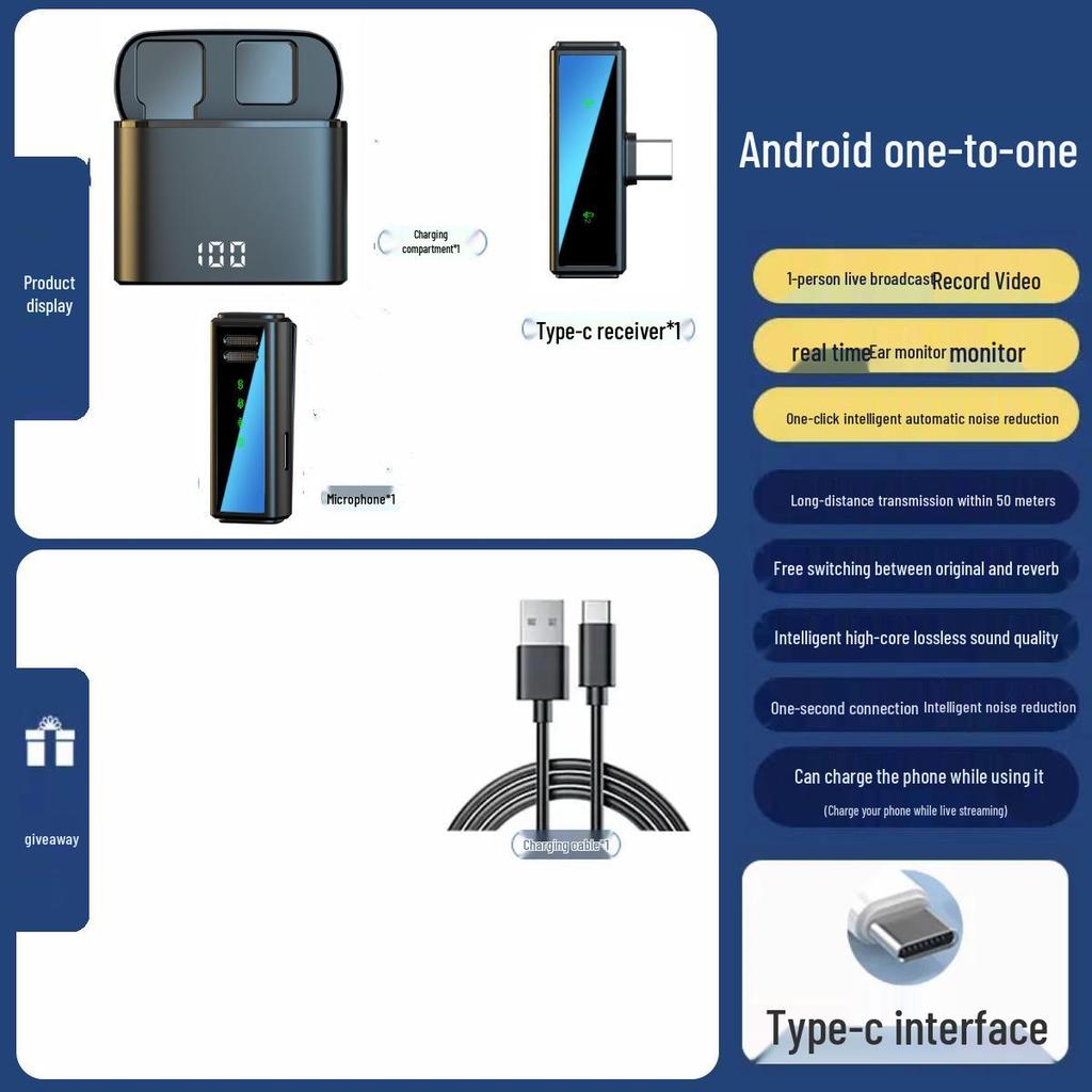 J88 Dual Wireless Lavalier Microphone with Smart Noise Reduction and Charging Case