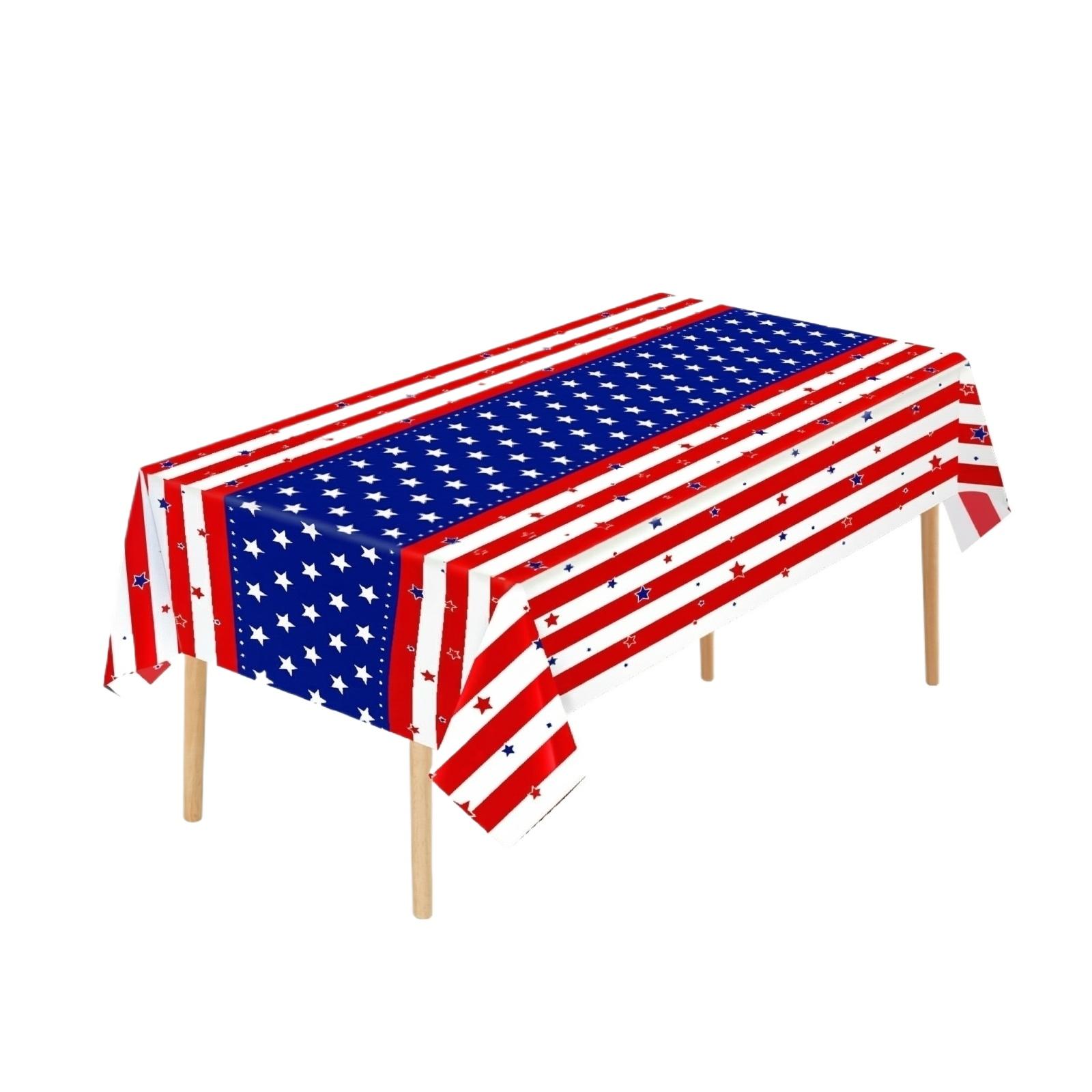 American Independence Day Patriotic Flag Plastic Tablecloth