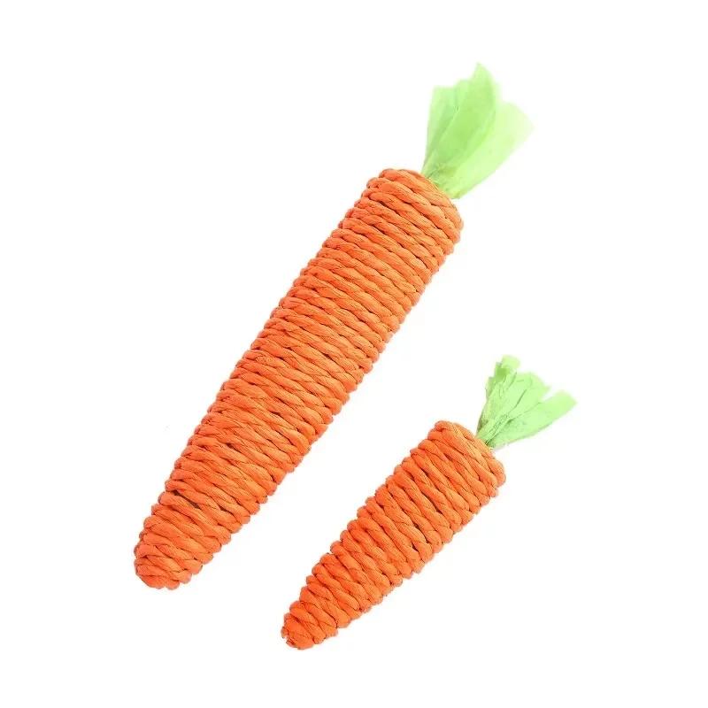 Pet Toy Hemp Rope Carrot Shaped Toy Cartoon Cotton Rope Durable Anti-bite Pet Cat and Dog Molar Cleaning Toy Training Supplies