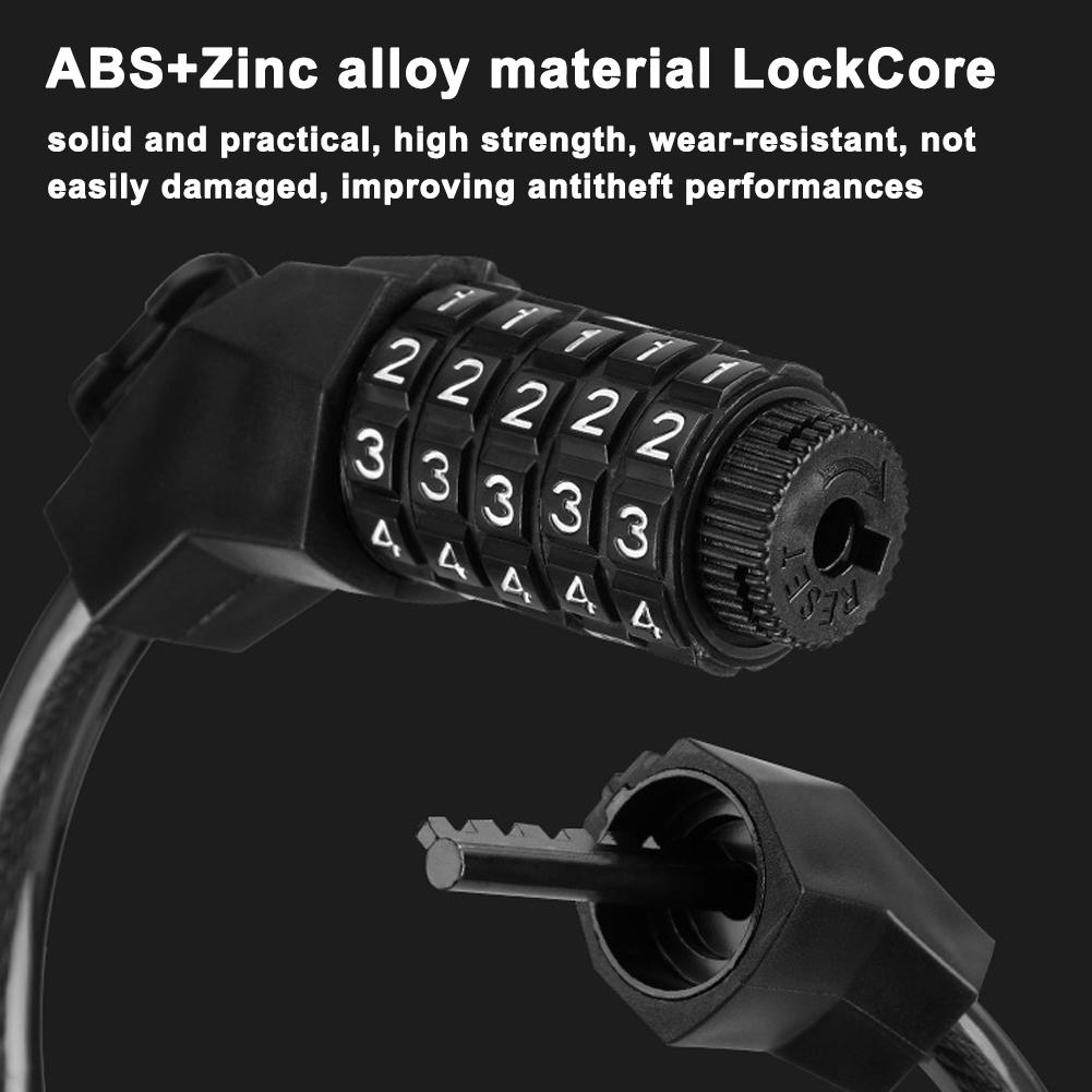 Bicycle Safety Lock Bike Motorcycle AntiTheft Elasticity Lock 5 Digits Combination Password Road