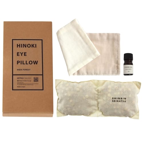 

Forest Life Hinoki Chip Eye Pillow in a Box with 5ml of Hinoki Oil (Beige x Cream) Aromatherapy Relaxation Made in Japan