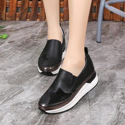 Stap op luie schoenen, dames zomermode, strass sponskoek dikke zool, casual witte schoenen met verhoogde binnenkant
