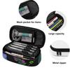 Pen Case Portable Wear Resistant Polyester Zipper Closure with Mesh Pocket Removable Divider and Pen Slots for School and Study