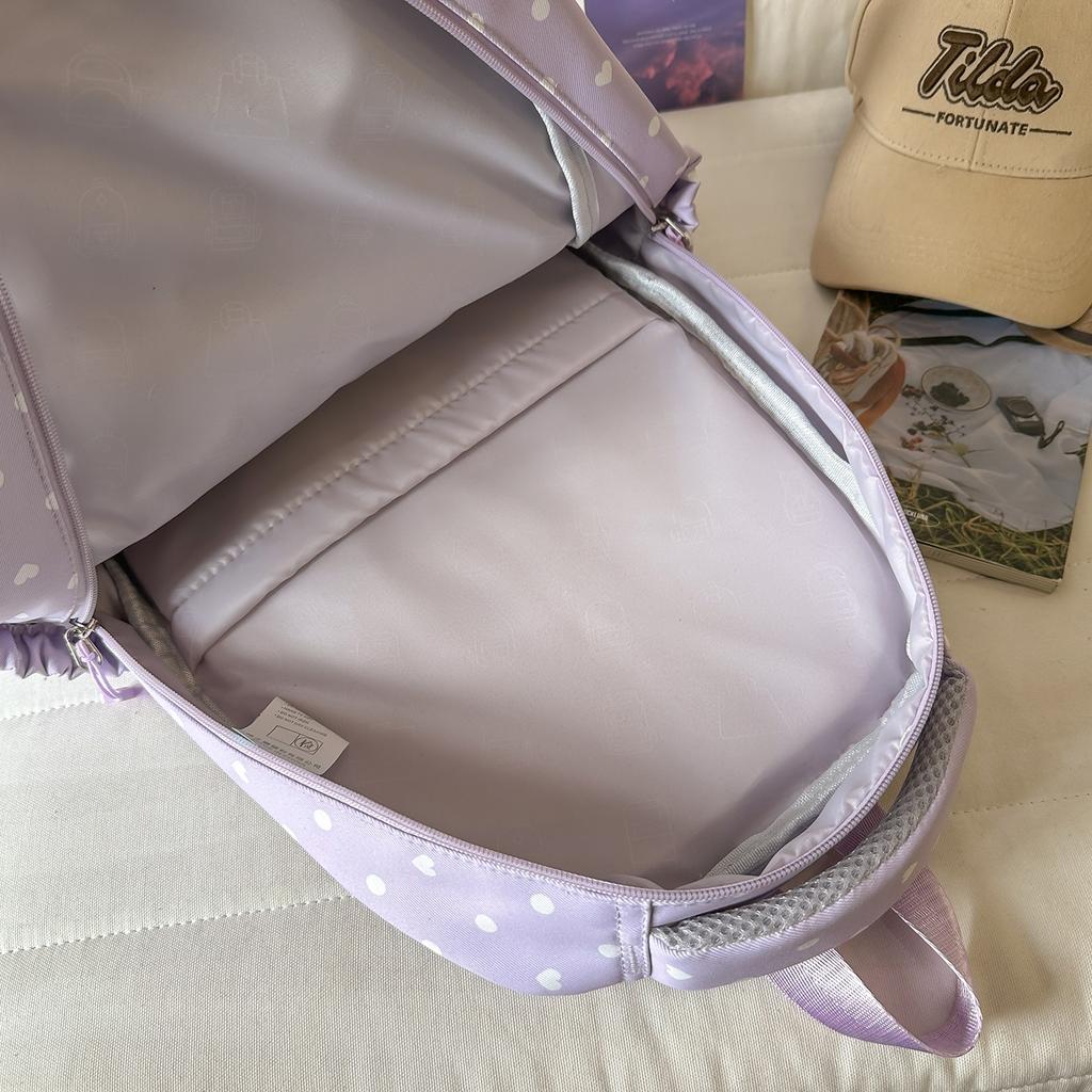 Schoolbag spring new cute schoolbag high value junior high school girls girl heart polka dot bow versatile backpack