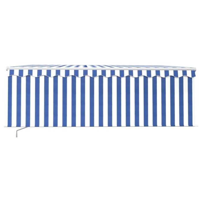 Exclusive House - Manual Retractable Awning with Blind 4x3 M Blue and White
