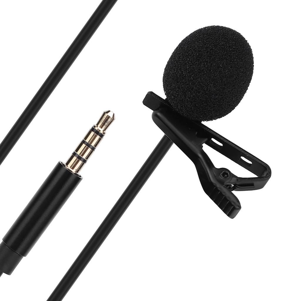 1.5m Portable Lavalier Interview Microphone Phone Live Professional Recording Collar Clip