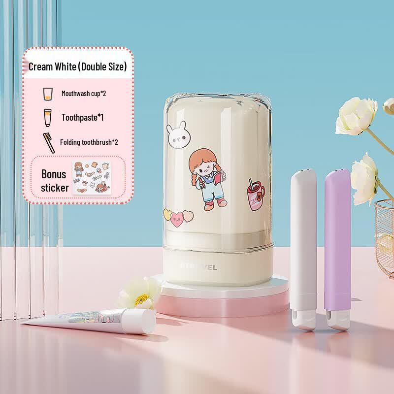 Portable Travel Toothbrush and Mouthwash Cup Set