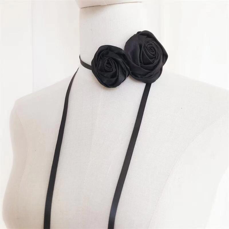 Flower Choker Necklace for Women Summer Outings Elegant Lace-up Flowe Choker Brown Flower Clavicle Chain Jewelry Gift