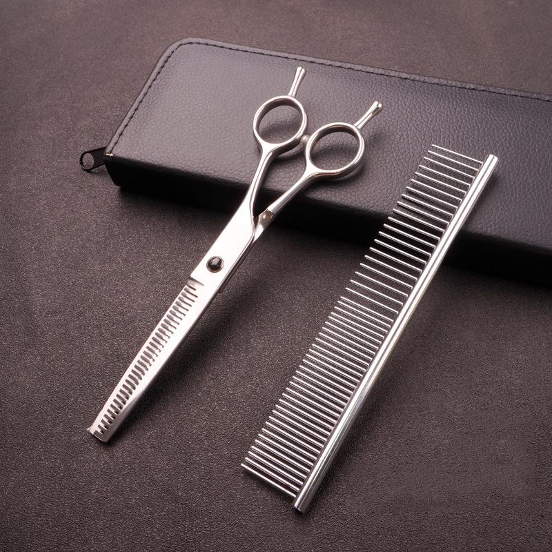 Professional Pet Grooming Hair Trimming Set: Curved & Serrated Scissors for Dogs