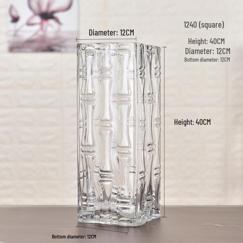 Extra Large Transparent Glass Cylinder Vase for Lucky Bamboo and Flower Arrangements In Living Room