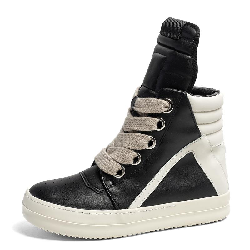 Hoge Sportschoenen Vetersluiting Leren Enkellaarzen Mannen Skateschoenen Basketbal Sneakers 39-44 Mannen Casual Luxe Sneakers