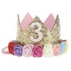 Baby Girl Crown Letter Lesklé flitry Květina Pokrývka hlavy Narozeninová čelenka